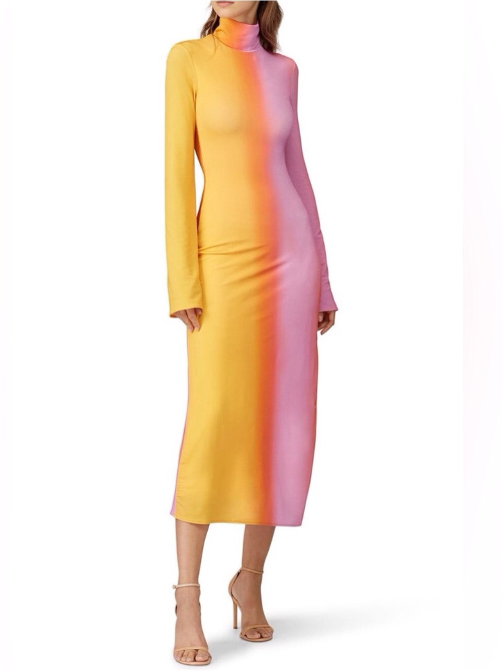 Ellery Size 8 Colorful Tie Dye Bach Sheath Dress Bodycon Mockneck Stretch